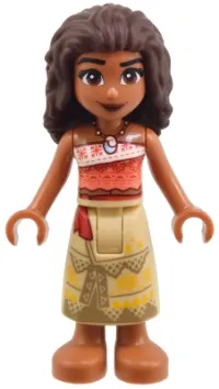 LEGO Moana (Sienna) - Mini Doll, Coral and White Strapless Top, Tan Long Skirt with Dark Tan Hems, Dark Brown Hair minifigure