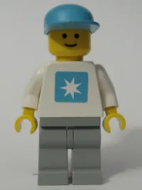 LEGO Maersk - White Torso (Sticker), Light Gray Legs, Maersk Blue Cap minifigure