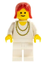 LEGO Necklace Gold - White Legs, Red Female Hair minifigure