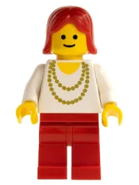 LEGO Necklace Gold - Red Legs, Red Female Hair minifigure