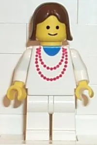 LEGO Necklace Red - White Legs, Brown Female Hair minifigure