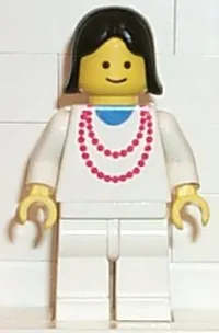 LEGO Necklace Red - White Legs, Black Female Hair minifigure