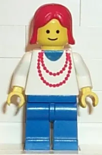 LEGO Necklace Red - Blue Legs, Red Female Hair minifigure