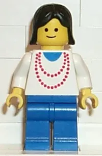 LEGO Necklace Red - Blue Legs, Black Female Hair minifigure