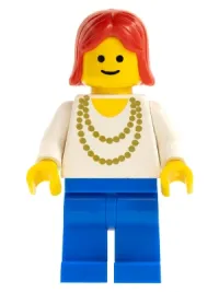LEGO Necklace Gold - Blue Legs, Red Female Hair minifigure