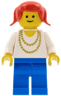 LEGO Necklace Gold - Blue Legs, Red Pigtails Hair minifigure