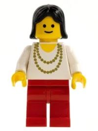 LEGO Necklace Gold - Red Legs, Black Female Hair minifigure