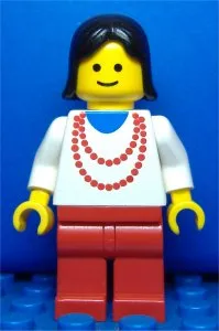 LEGO Necklace Red - Red Legs, Black Female Hair minifigure