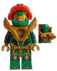 LEGO Aaron - Pearl Gold Armor, Trans-Neon Orange Visor, Clip on Back minifigure