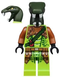 LEGO Zoltar - Serpentine Snake Warrior, Lime with Scales, Dark Orange Armor Coverings, Dark Green Strap with Red Vial minifigure