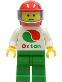 LEGO Octan - White Logo, Green Legs, Red Helmet, Trans-Light Blue Visor minifigure