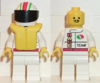 LEGO Octan - Race Team, White Legs, White Red/Green Striped Helmet, Black Visor, Life Jacket minifigure