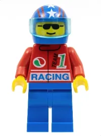 LEGO Octan - Racing, Blue Legs, Blue Helmet 4 Stars & Stripes, Trans-Light Blue Visor minifigure