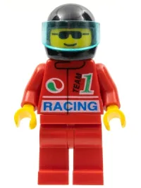LEGO Octan - Racing, Red Legs, Black Helmet, Trans-Light Blue Visor minifigure