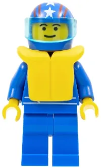 LEGO Octan - Blue Oil, Blue Legs, Life Jacket, Blue Helmet 4 Stars & Stripes, Trans-Light Blue Visor minifigure