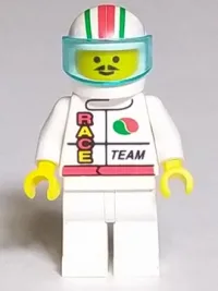 LEGO Octan - Race Team, White Legs, White Red/Green Striped Helmet, Trans-Light Blue Visor minifigure