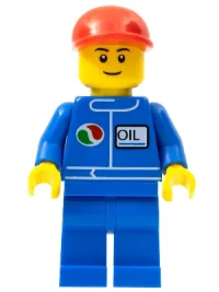 LEGO Octan - Blue Oil, Blue Legs, Red Short Bill Cap, Black Eyebrows minifigure