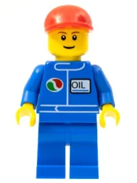 LEGO Octan - Blue Oil, Blue Legs, Red Short Bill Cap, Reddish Brown Eyebrows minifigure