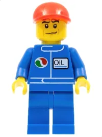 LEGO Octan - Blue Oil, Blue Legs, Red Short Bill Cap, Crooked Smile minifigure