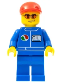 LEGO Octan - Blue Oil, Blue Legs, Red Short Bill Cap, Orange Sunglasses minifigure
