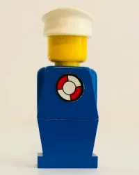 LEGO Legoland - Blue Torso, Blue Legs, White Hat, Life Preserver Sticker minifigure