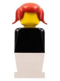LEGO Legoland - Black Torso, White Legs, Red Pigtails Hair minifigure
