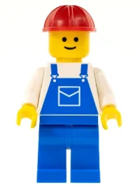 LEGO Overalls Blue with Pocket, Blue Legs, Red Construction Helmet minifigure