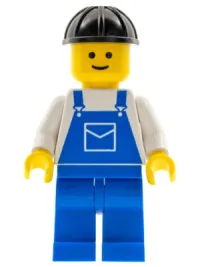 LEGO Overalls Blue with Pocket, Blue Legs, Black Construction Helmet minifigure