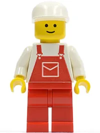 LEGO Overalls Red with Pocket, Red Legs, White Cap minifigure