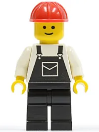 LEGO Overalls Black with Pocket, Black Legs, Red Construction Helmet minifigure