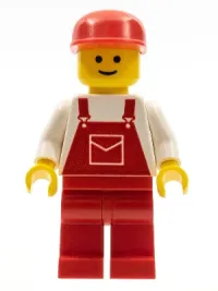 LEGO Overalls Red with Pocket, Red Legs, Red Cap minifigure