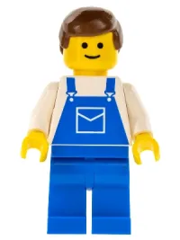 LEGO Overalls Blue with Pocket, Blue Legs, Brown Male Hair minifigure