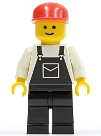 LEGO Overalls Black with Pocket, Black Legs, Red Cap minifigure