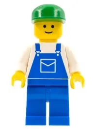 LEGO Overalls Blue with Pocket, Blue Legs, Green Cap minifigure