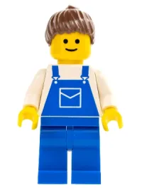 LEGO Overalls Blue with Pocket, Blue Legs, Brown Ponytail Hair minifigure