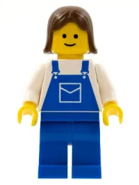 LEGO Overalls Blue with Pocket, Blue Legs, Brown Female Hair minifigure