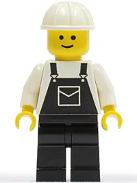 LEGO Overalls Black with Pocket, Black Legs, White Construction Helmet minifigure