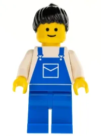 LEGO Overalls Blue with Pocket, Blue Legs, Black Ponytail Hair minifigure