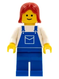 LEGO Overalls Blue with Pocket, Blue Legs, Red Female Hair minifigure
