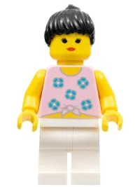 LEGO Blue Flowers - White Legs, Black Ponytail Hair minifigure