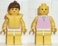 LEGO Gray and White Collar - Yellow Legs, Brown Ponytail Hair, Life Jacket minifigure