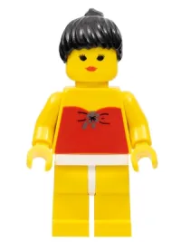 LEGO Red Halter Top - Yellow Legs, Black Ponytail Hair, Closed Mouth minifigure