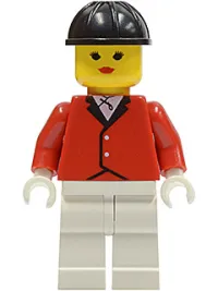 LEGO Red Riding Jacket - White Legs, Black Construction Helmet minifigure