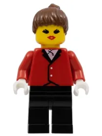LEGO Red Riding Jacket - Black Legs, Brown Ponytail Hair minifigure