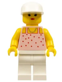 LEGO Red Dots on Pink Shirt - White Legs, White Cap minifigure