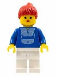 LEGO Jogging Suit - White Legs, Red Ponytail Hair minifigure
