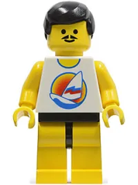 LEGO Surfboard on Ocean - Yellow Legs, Black Male Hair, Moustache minifigure