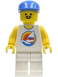 LEGO Surfboard on Ocean - White Legs, Blue Cap, Reissue Torso minifigure