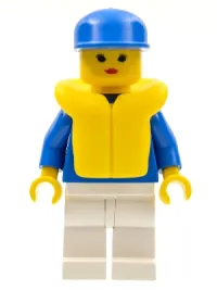 LEGO Jogging Suit - White Legs, Blue Cap, Life Jacket minifigure
