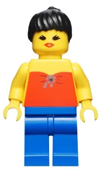 LEGO Red Halter Top - Blue Legs, Black Ponytail Hair minifigure